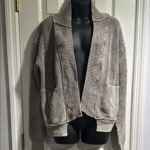 Zenana Outfitters Gray Open-Front Sweater